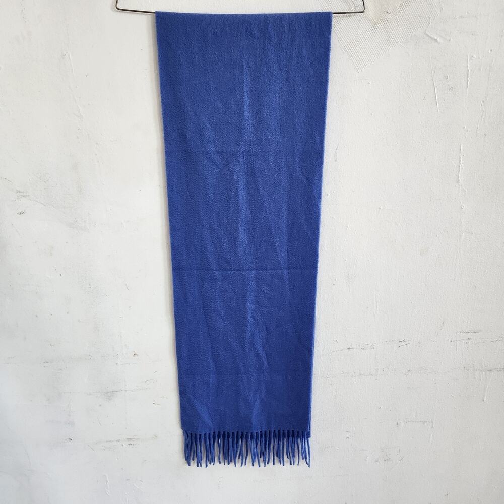 Lona Scott 100% Cashmere Bright Blue Fringe Scarf Soft Quiet Luxury Winter - Picture 4 of 6